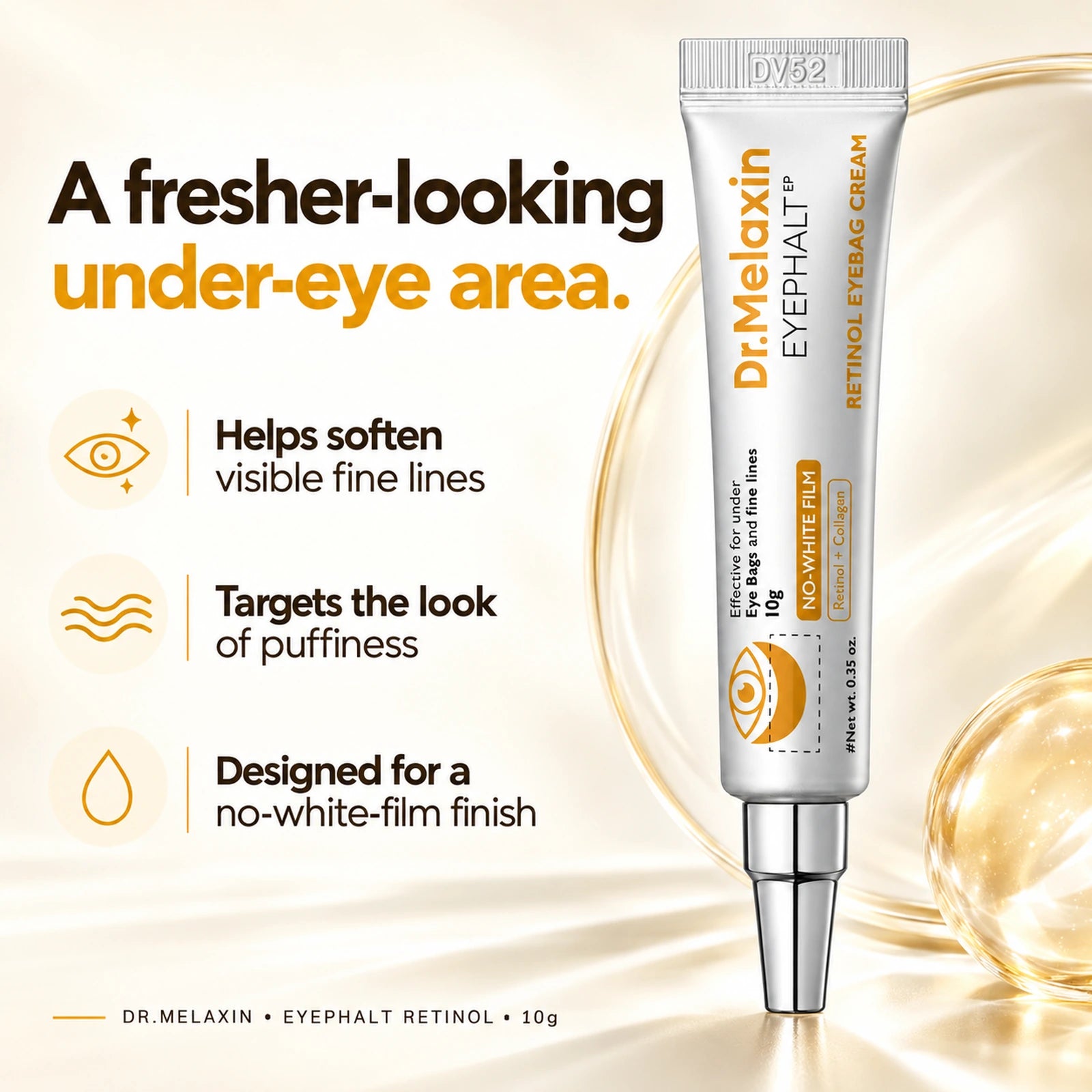 Dr. Melaxin Eyephalt Retinol Eyebag Cream 10g — under-eye fine-line, puffiness and no-white-film benefits