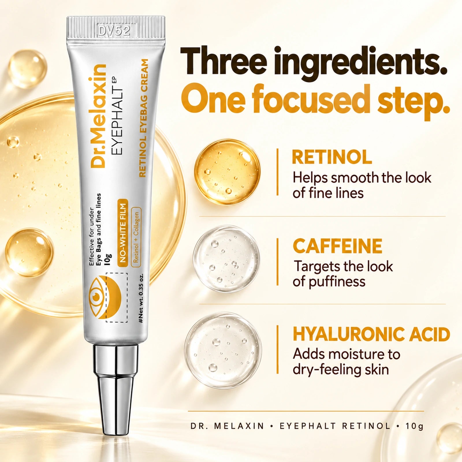 Dr. Melaxin Eyephalt Retinol Eyebag Cream 10g — retinol, caffeine and hyaluronic acid ingredient benefits