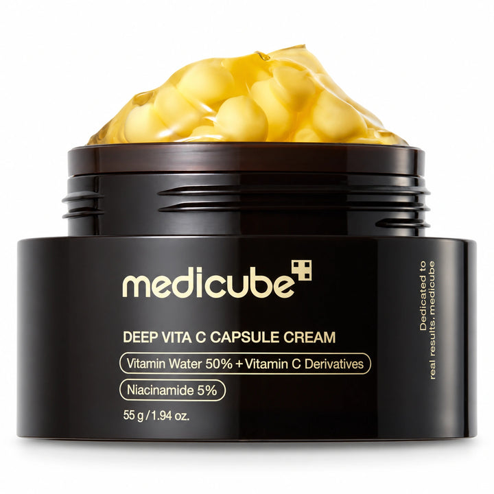 Medicube Deep Vita C Capsule Cream 55g jar on a white background with the matching Medicube label.