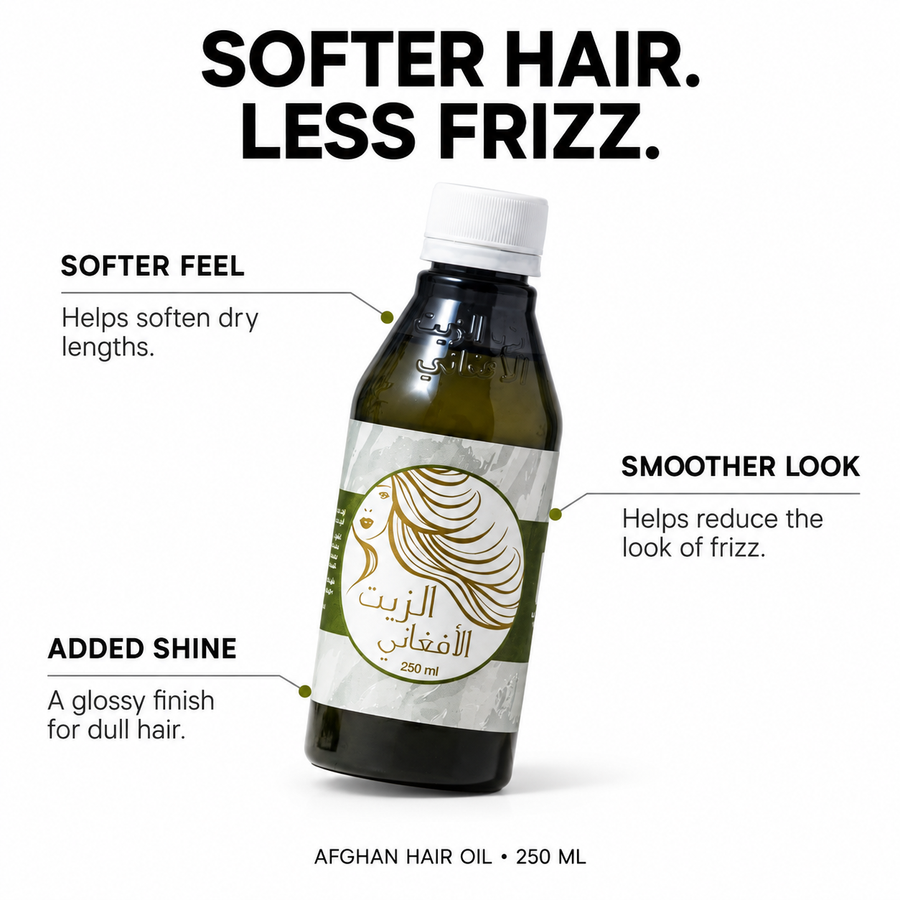 Afghan Hair Oil benefits: softer feel, smoother look and added shine