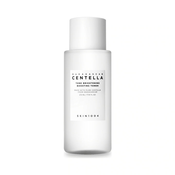 SKIN1004 Madagascar Tone Brightening Boosting Toner, 210 ml bottle on a white background.